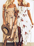 Off Shoulder High-Low Maxi Dress - Floral Prints